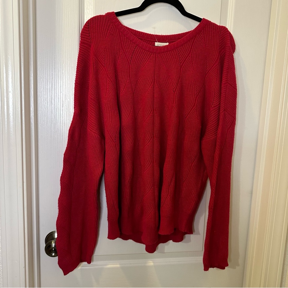 NWT Greige Pullover Red Sweater